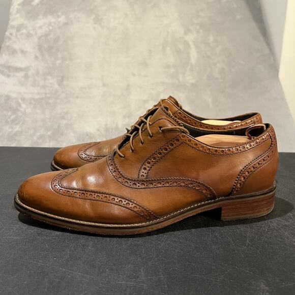 Cole Haan Shoes Mens Size 10.5 Wingtip Oxford Brogue Leather Dress Lace Up - Picture 3 of 11
